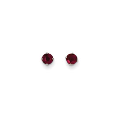 July Birthstone 14K White Gold Earrings for Tweens, Teens, and Women - 4mm Genuine Ruby Gemstone - Push back posts/