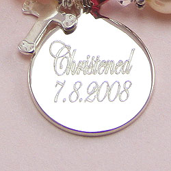 A Christening Remembered - Rembrandt Sterling Silver Medium Round Charm (35 Series) – Engravable on front and back - Add to a bracelet or necklace /