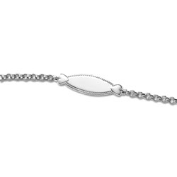 Keepsake Girls ID Bracelets - High Polished Sterling Silver Rhodium Engravable Heart ID Bracelet - Engravable on front - Size 6.5