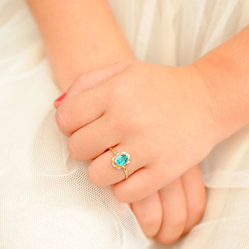 Girl's Birthstone Rings - 10K Yellow Gold Girls Synthetic December Blue Zircon Birthstone Ring - Size 5 1/2 - Perfect for Grade School Girls, Tweens, or Teens - BEST SELLER - LAST ONE