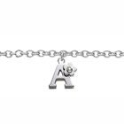 Girls Initial A - Sterling Silver Girls Initial Bracelet - Includes one Genuine Diamond Accented Initial A Charm - Add an optional engravable charm to personalize