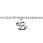 Girls Initial B - Sterling Silver Girls Initial Bracelet - Includes one Genuine Diamond Accented Initial B Charm - Add an optional engravable charm to personalize