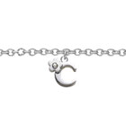 Girls Initial C - Sterling Silver Girls Initial Bracelet - Includes one Genuine Diamond Accented Initial C Charm - Add an optional engravable charm to personalize