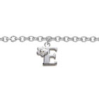 Girls Initial E - Sterling Silver Girls Initial Bracelet - Includes one Genuine Diamond Accented Initial E Charm - Add an optional engravable charm to personalize