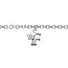 Girls Initial F - Sterling Silver Girls Initial Bracelet - Includes one Genuine Diamond Accented Initial F Charm - Add an optional engravable charm to personalize