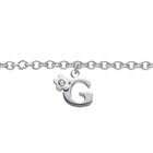 Girls Initial G - Sterling Silver Girls Initial Bracelet - Includes one Genuine Diamond Accented Initial G Charm - Add an optional engravable charm to personalize