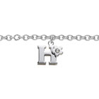 Girls Initial H - Sterling Silver Girls Initial Bracelet - Includes one Genuine Diamond Accented Initial H Charm - Add an optional engravable charm to personalize