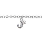 Girls Initial J - Sterling Silver Girls Initial Bracelet - Includes one Genuine Diamond Accented Initial J Charm - Add an optional engravable charm to personalize