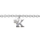 Girls Initial K - Sterling Silver Girls Initial Bracelet - Includes one Genuine Diamond Accented Initial K Charm - Add an optional engravable charm to personalize