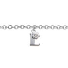 Girls Initial L - Sterling Silver Girls Initial Bracelet - Includes one Genuine Diamond Accented Initial L Charm - Add an optional engravable charm to personalize