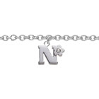 Girls Initial N - Sterling Silver Girls Initial Bracelet - Includes one Genuine Diamond Accented Initial N Charm - Add an optional engravable charm to personalize