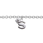 Girls Initial S - Sterling Silver Girls Initial Bracelet - Includes one Genuine Diamond Accented Initial S Charm - Add an optional engravable charm to personalize