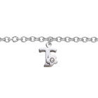 Girls Initial T - Sterling Silver Girls Initial Bracelet - Includes one Genuine Diamond Accented Initial T Charm - Add an optional engravable charm to personalize
