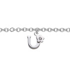 Girls Initial U - Sterling Silver Girls Initial Bracelet - Includes one Genuine Diamond Accented Initial U Charm - Add an optional engravable charm to personalize