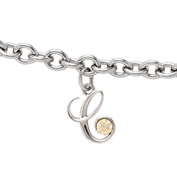 Initial Bracelet - Letter C - Sterling Silver / 14K Gold/