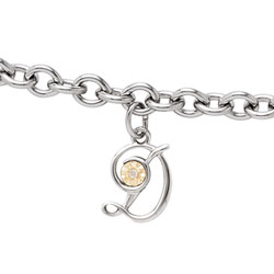 Initial Bracelet - Letter D - Sterling Silver / 14K Gold/