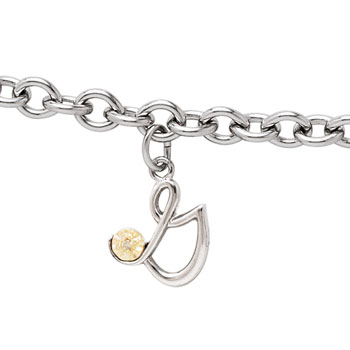 Initial Bracelet - Letter G - Sterling Silver / 14K Gold