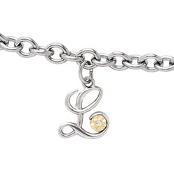 Initial Bracelet - Letter L - Sterling Silver / 14K Gold/