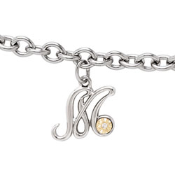 MInitial Bracelet - Letter N - Sterling Silver / 14K Gold/