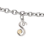 Initial Bracelet - Letter S - Sterling Silver / 14K Gold