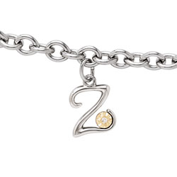 Initial Bracelet - Letter Z - Sterling Silver / 14K Gold/