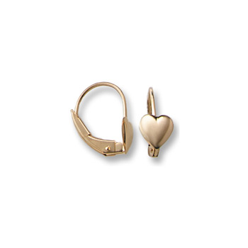 Gold Heart Leverback Earrings for Girls - 14K Yellow Gold Leverback Earrings for Girls Age 6 years and up - BEST SELLER