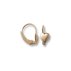 Gold Heart Leverback Earrings for Girls - 14K Yellow Gold Leverback Earrings for Girls Age 6 years and up - BEST SELLER/