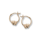 Gold Double Heart Hoop Earrings for Girls - 14K Yellow Gold Hoop Earrings for Girls Age 6 years and up - BEST SELLER
