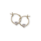 April Birthstone Genuine Diamond Heart Hoop Earrings for Girls - 14K Yellow Gold Hoop Earrings for Girls - Ages 6 and up - 0.02 ct. tw. Genuine Diamond Gemstone - BEST SELLER