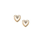Girls Adorable Heart Diamond Earrings - .04 ct. tw. Diamond 14K Yellow Gold Screw Back Diamond Heart Earrings for Baby, Toddler, and Child - Safety threaded screw back post - BEST SELLER