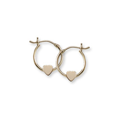 Gold Heart Hoop Earrings for Girls - 14K Yellow Gold Hoop Earrings for Girls Age 6 years and up - BEST SELLER/