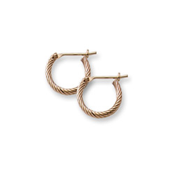 Gold Hoop Embossed Earrings for Girls - 14K Yellow Gold Hoop Earrings for Girls - Ages 6 and up/