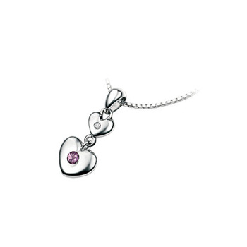 Girls Heart February Amethyst Birthstone Necklace