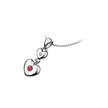 Girls Heart July Ruby Birthstone Necklace
