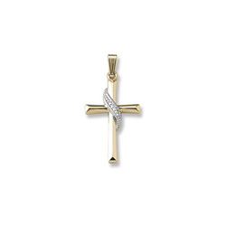 Heirloom Two-Tone Cross - Solid 14K Yellow Gold Two-Tone - 14K Yellow Gold 18