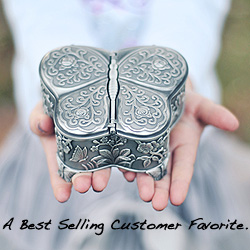 Ashley - Butterfly Pewter Jewelry Box - BEST SELLER/