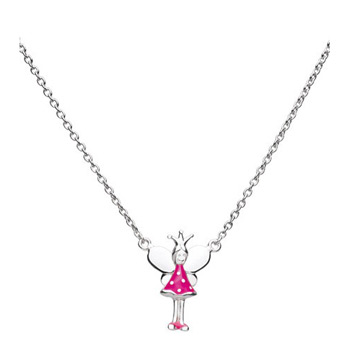 Little Girls Fairy Necklace - Sterling Silver Rhodium Girls Fairy Princess Necklace - Includes 14-inch chain