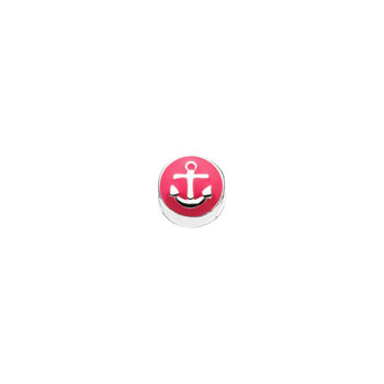 Fuchsia Anchor Charm Bead - High-Polished Sterling Silver Rhodium - Add to a bracelet or necklace