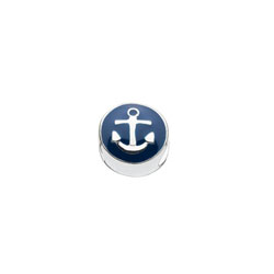 Navy Blue Anchor Charm Bead - High-Polished Sterling Silver Rhodium - Add to a bracelet or necklace/