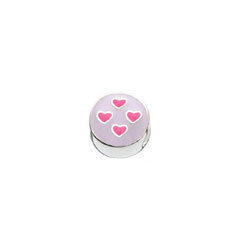 Lilac and Pink Four Heart Charm Bead - High-Polished Sterling Silver Rhodium - Add to a bracelet or necklace/