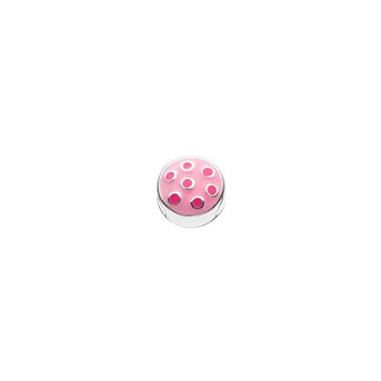 Pink and Fuchsia Spotty Charm Bead - High-Polished Sterling Silver Rhodium - Add to a bracelet or necklace
