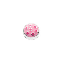 Pink and Fuchsia Spotty Charm Bead - High-Polished Sterling Silver Rhodium - Add to a bracelet or necklace/