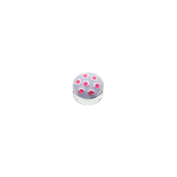 Lilac and Pink Spotty Charm Bead - High-Polished Sterling Silver Rhodium - Add to a bracelet or necklace