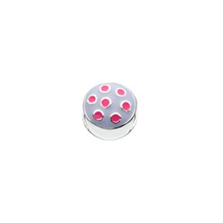 Lilac and Pink Spotty Charm Bead - High-Polished Sterling Silver Rhodium - Add to a bracelet or necklace/
