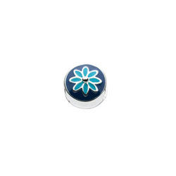 Blue Flower Charm Bead - High-Polished Sterling Silver Rhodium - Add to a bracelet or necklace/