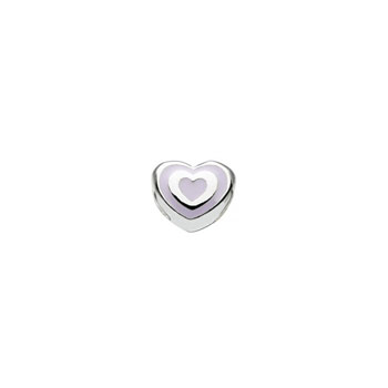 Lilac Heart Charm Bead - High-Polished Sterling Silver Rhodium - Add to a bracelet or necklace
