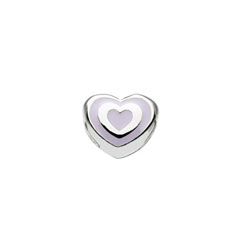 Lilac Heart Charm Bead - High-Polished Sterling Silver Rhodium - Add to a bracelet or necklace/