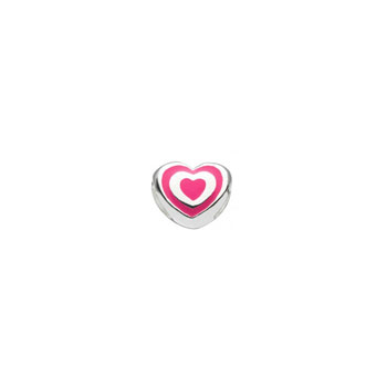 Fuchsia Heart Charm Bead - High-Polished Sterling Silver Rhodium - Add to a bracelet or necklace
