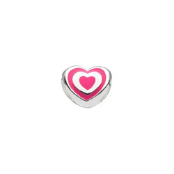 Fuchsia Heart Charm Bead - High-Polished Sterling Silver Rhodium - Add to a bracelet or necklace/