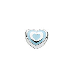 Blue Heart Charm Bead - High-Polished Sterling Silver Rhodium - Add to a bracelet or necklace/